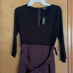 Express black and purple long sleeve dress